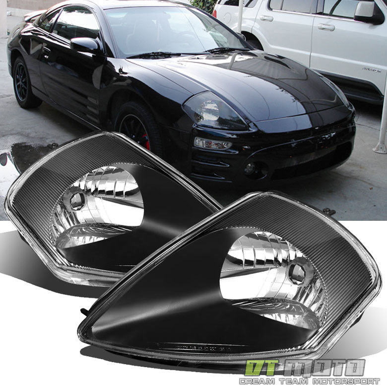 Blk 2000-2005 Mitsubishi Eclipse Replacement Headlights Headlamps Set Left+Right