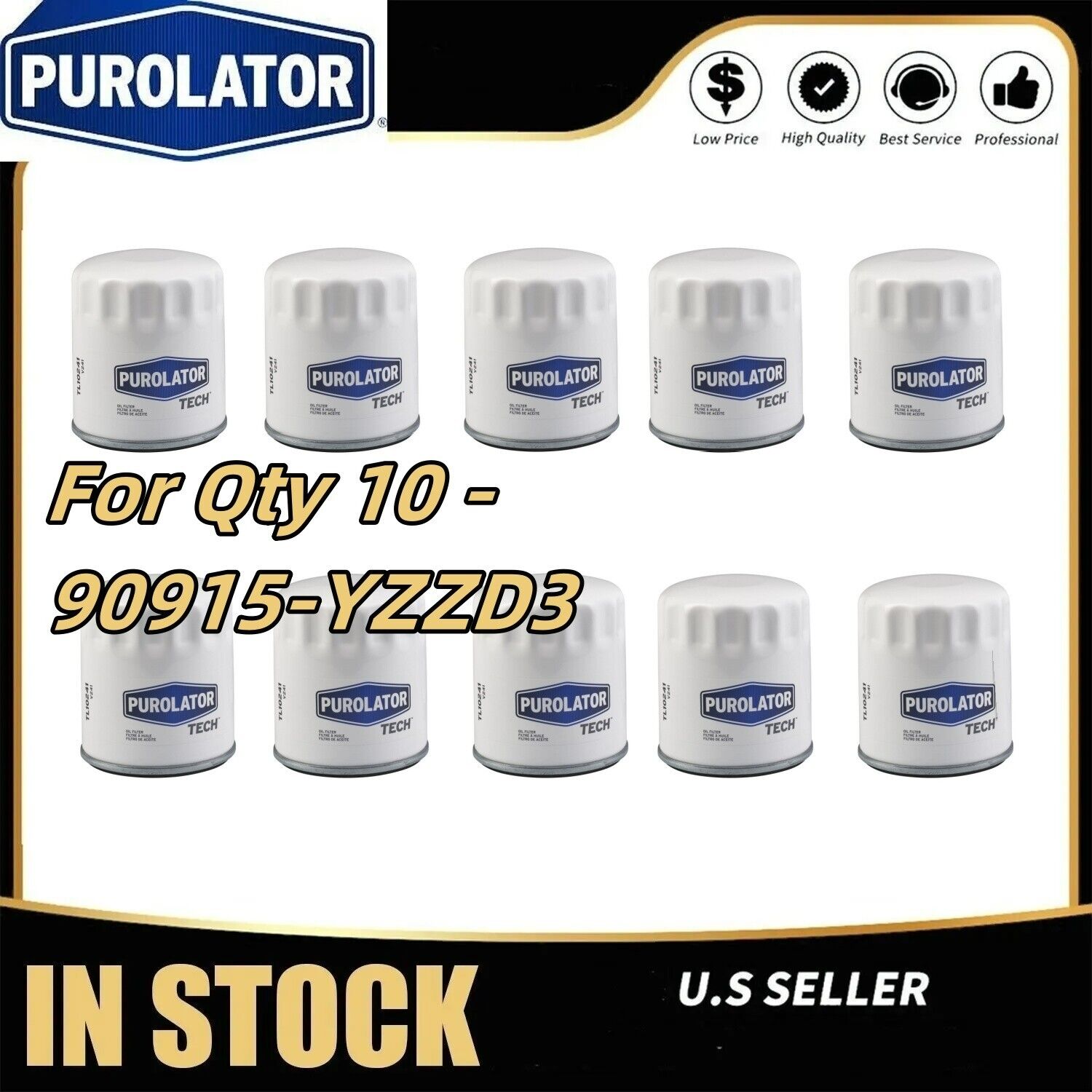 Purolator Qty 10 - 90915-YZZD3  For Toyota Lexus Oil Filters