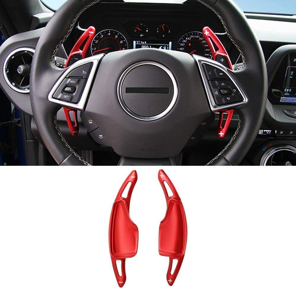 Red Steering Wheel Shift Paddle Shifter Extension For Chevrolet Camaro 2017+