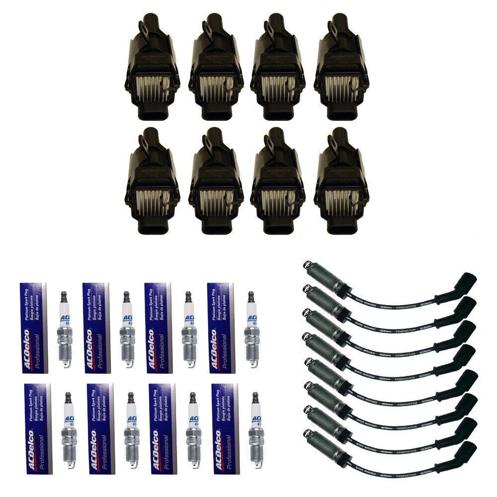 New OEM Coil Pack (8 Coils + 8 Spark plugs + 8 Wires w/ ADP Heat Shields)