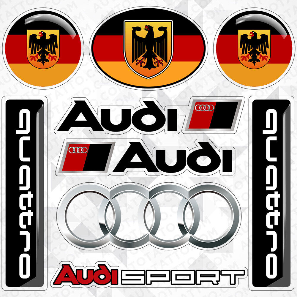 For Audi Sport Racing Car Logo Sticker Vinyl 3D Decal Stripes Logo Decor Quattro
