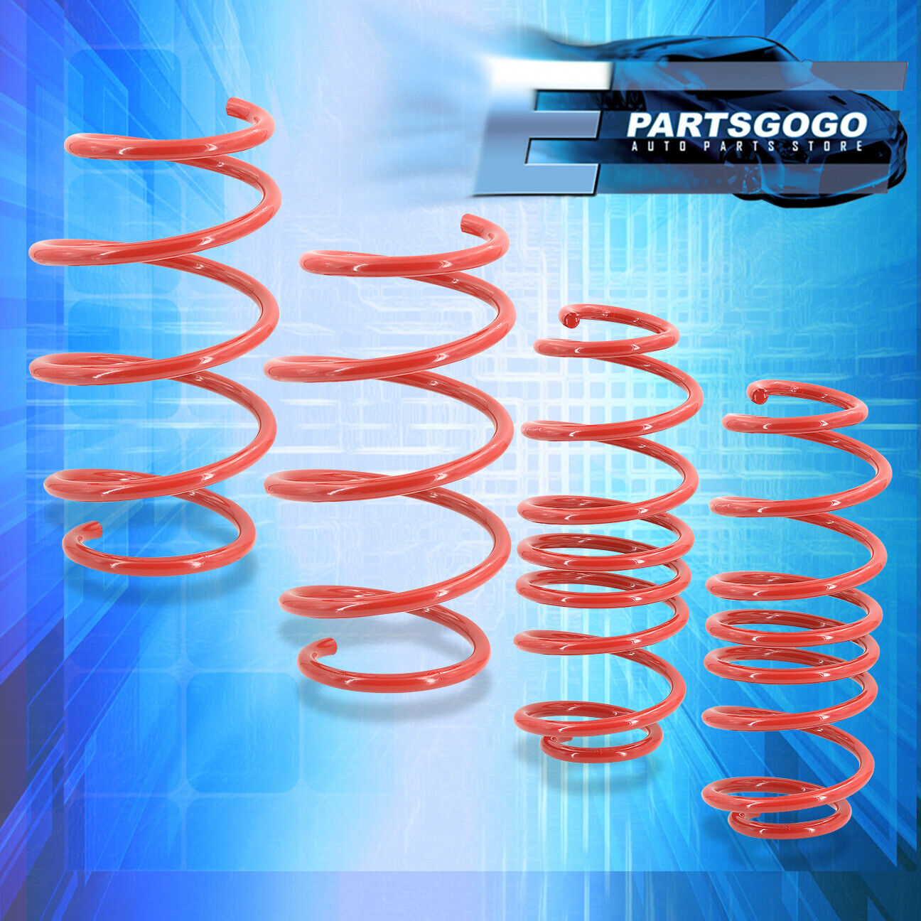 For 79-04 Ford Mustang GT Red Suspension Handling Coil Lowering Springs Kit F+R