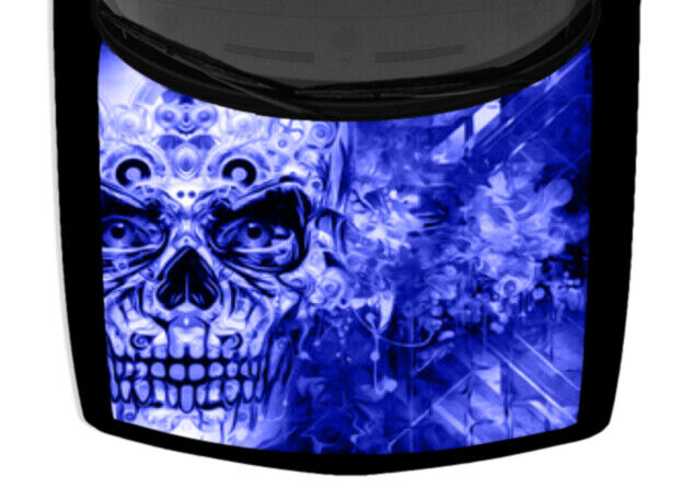 Grunge Cobalt Blue Abstract Sugar Skull Truck Vinyl Car Graphic Decal Hood Wrap 