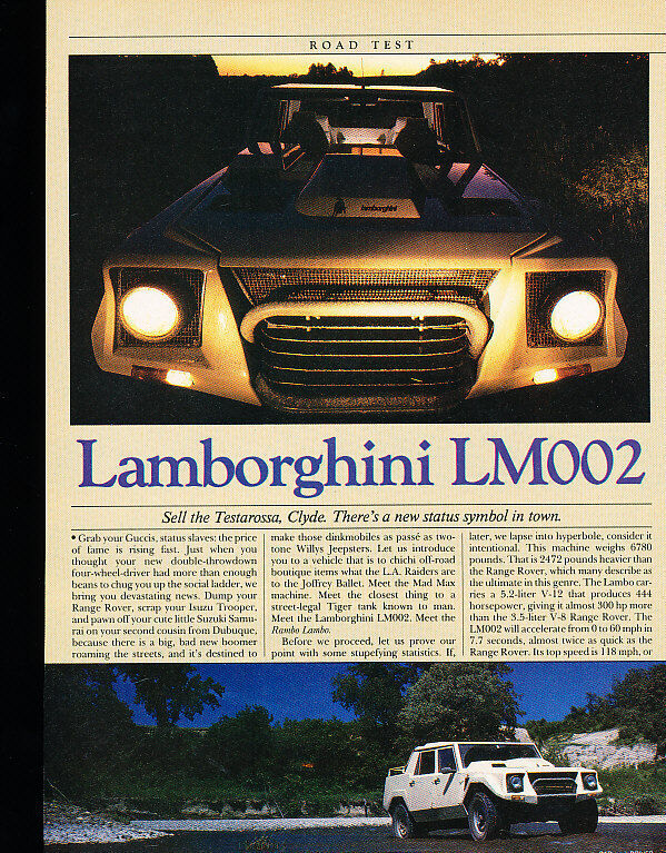 1987 Lamborghini LM002 - Road Test - Classic Article D59