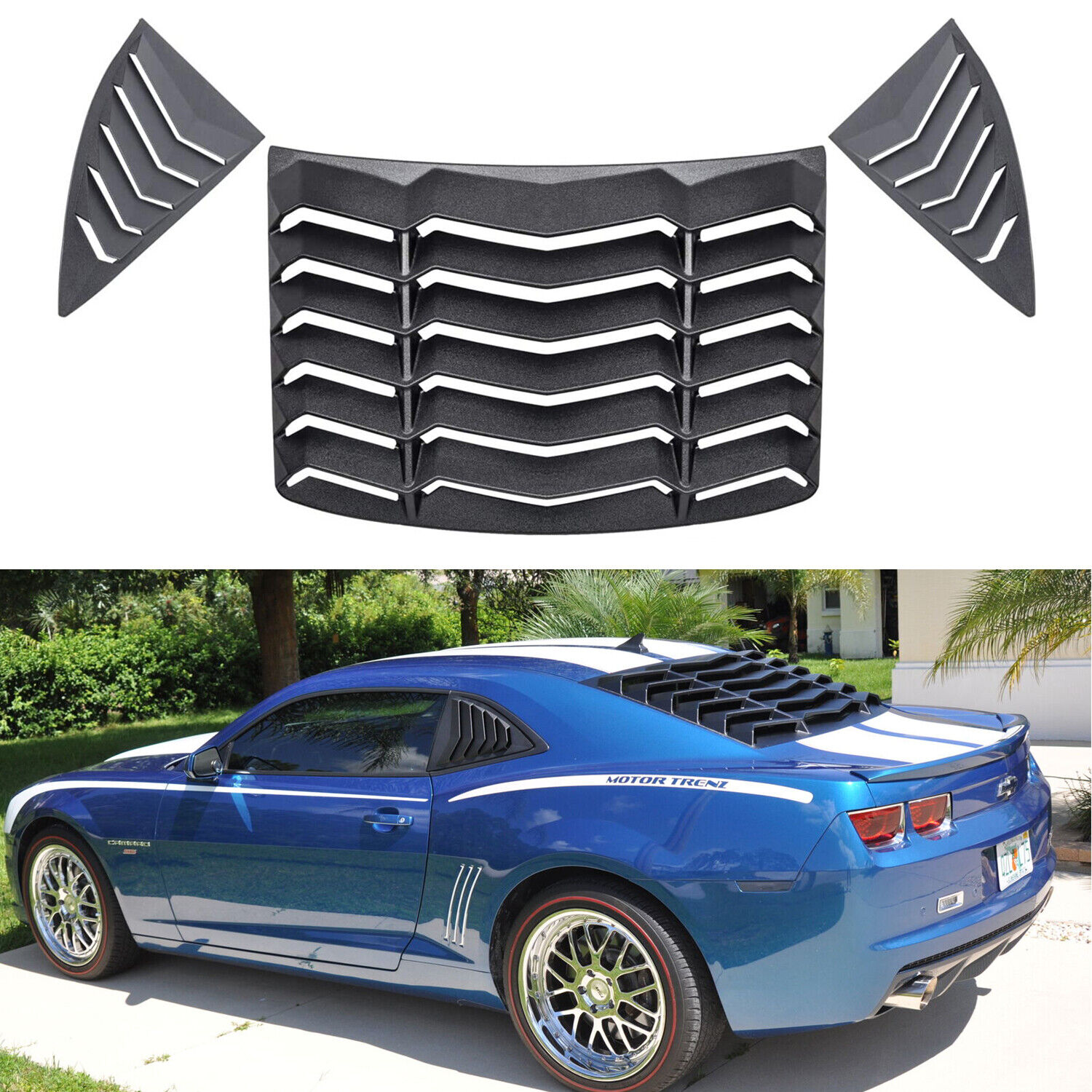 Rear & Side Window Louvers Cover for Chevy Chevrolet Camaro 2010-2015 ( 3 PCS )