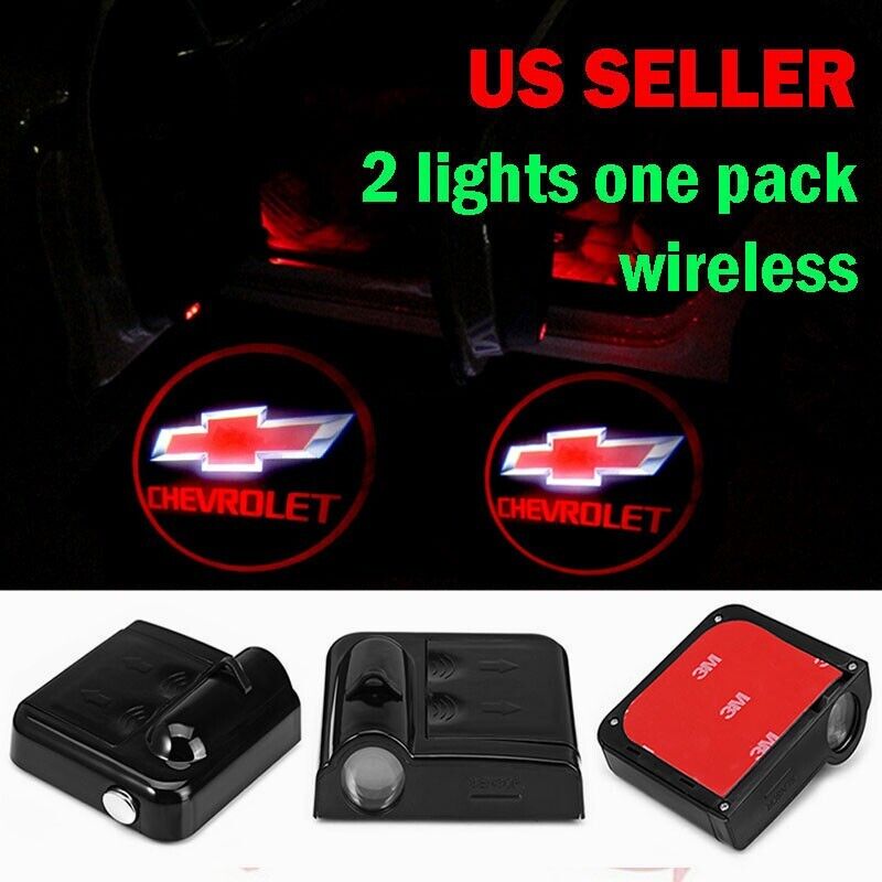 2x Wireless CHEVROLET Red Ghost Shadow Projector Logo LED Courtesy Door Step