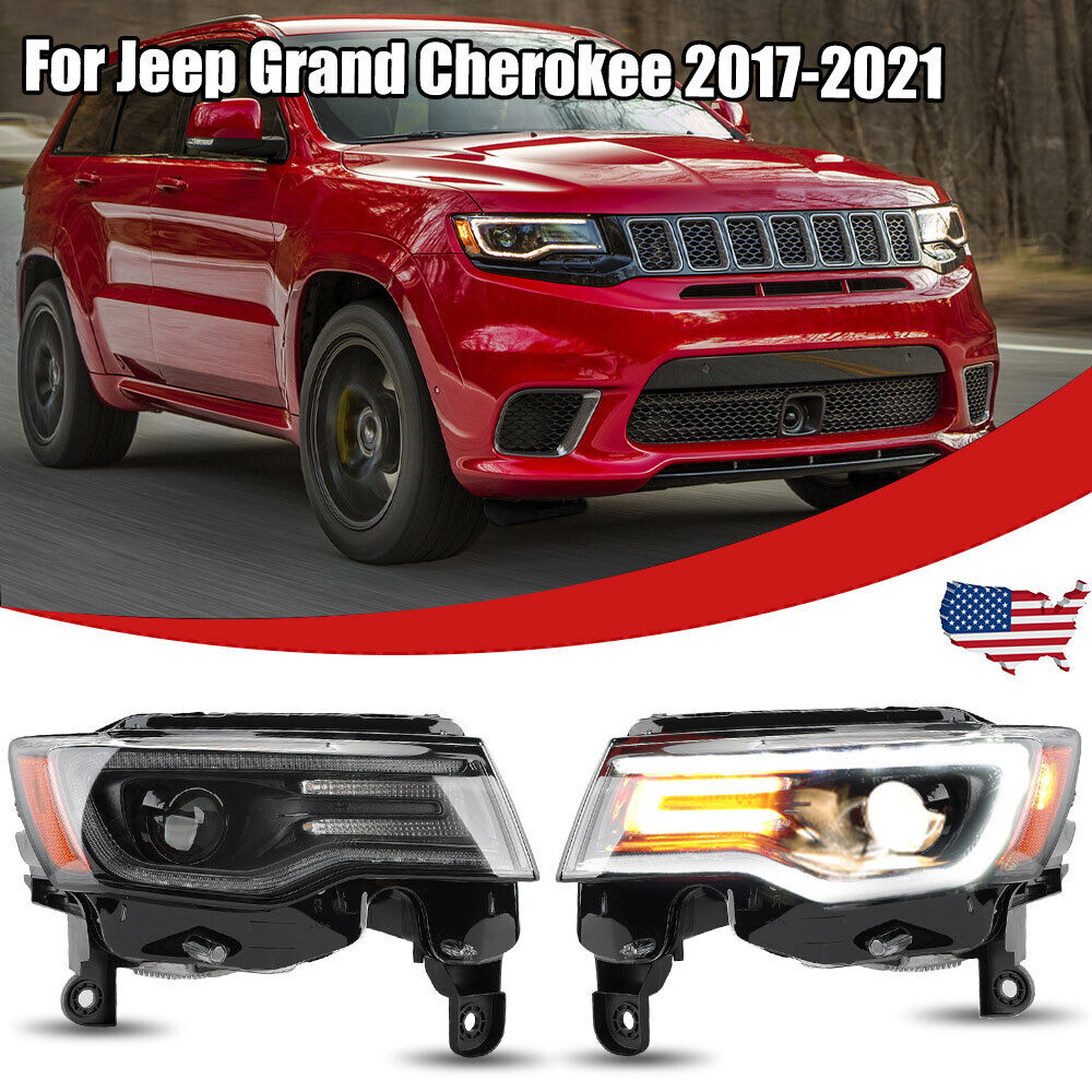 Halogen Upgrade LED Tube Headlight For Jeep Grand Cherokee 2017-2021 Headlamp