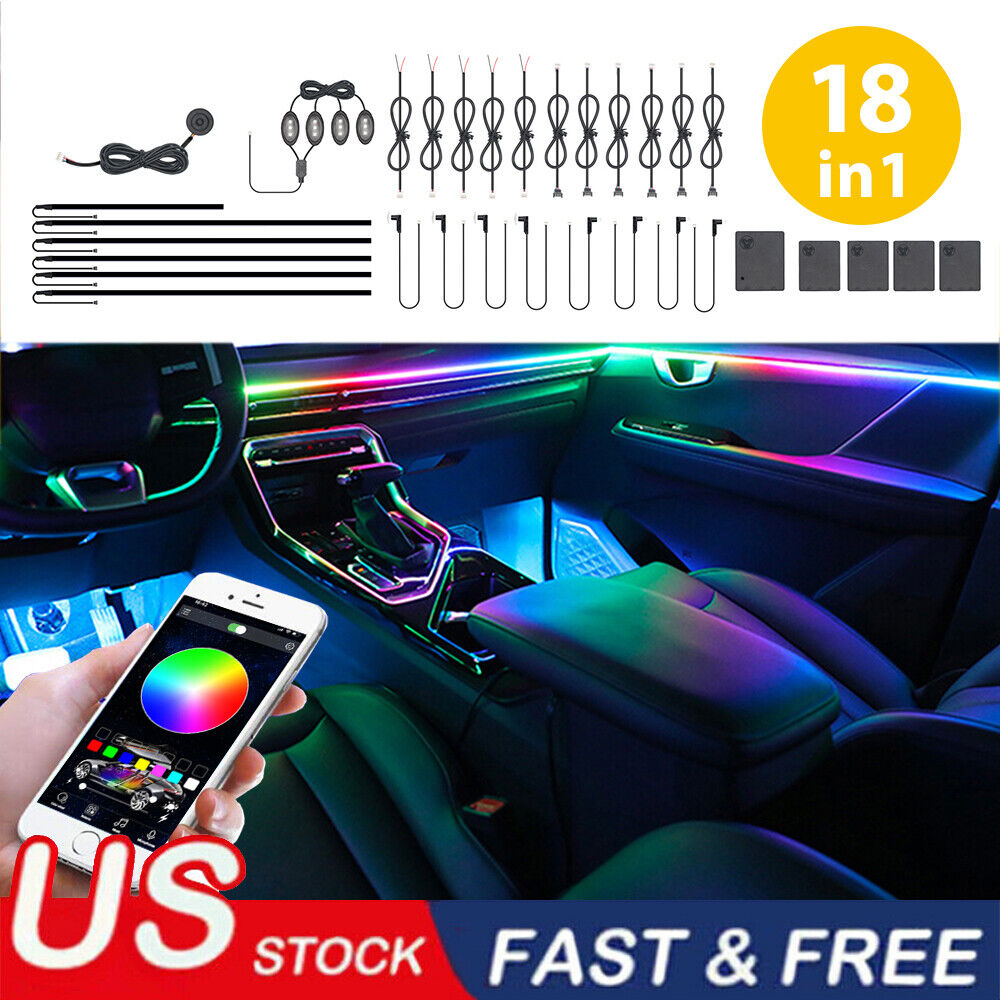 Universal 18in1 Symphony RGB Car LED Atmosphere Ambient Light Interior LED Strip