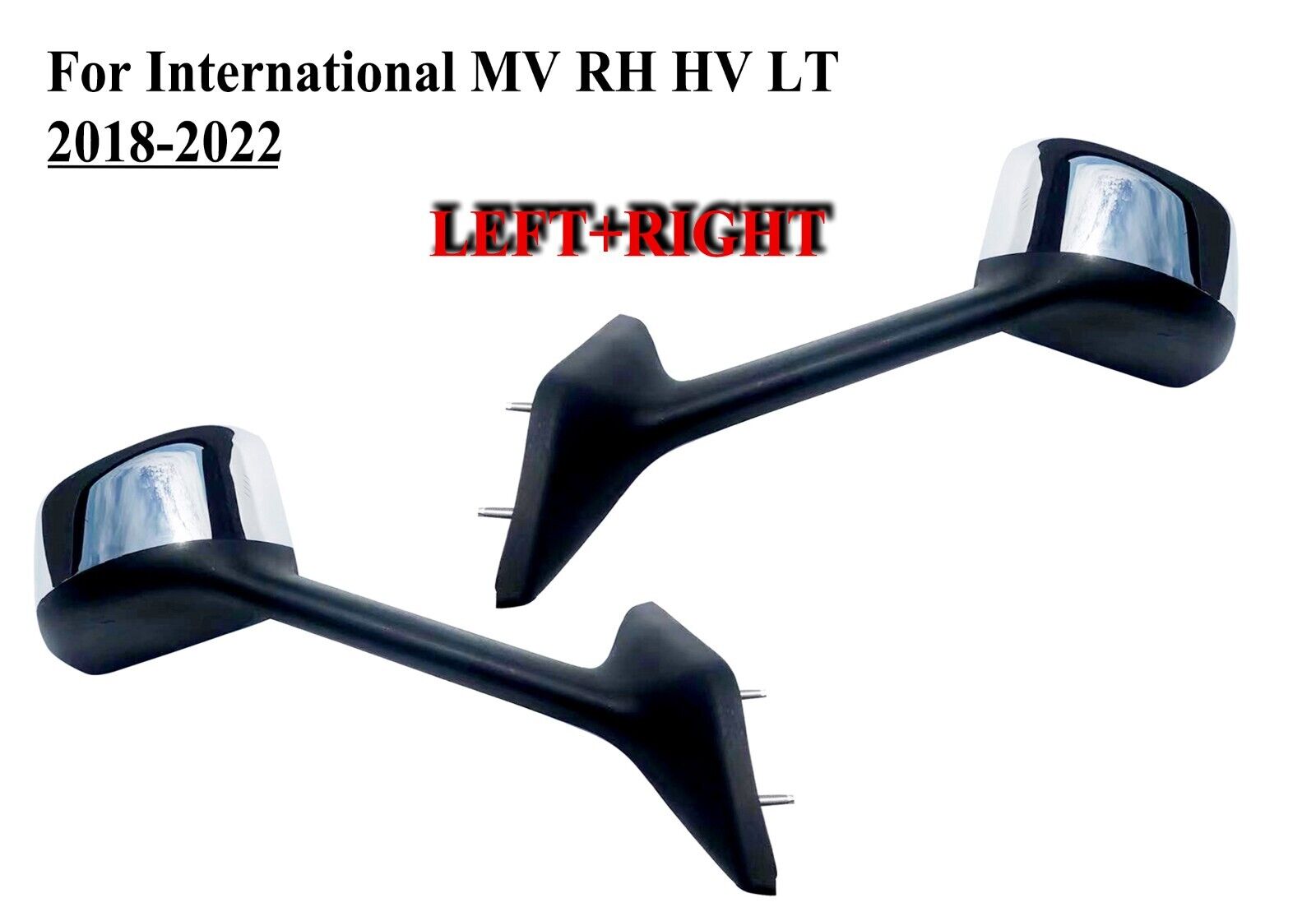 Pair Left and Right Side Chrome Hood Mirror For International MV RH HV LT