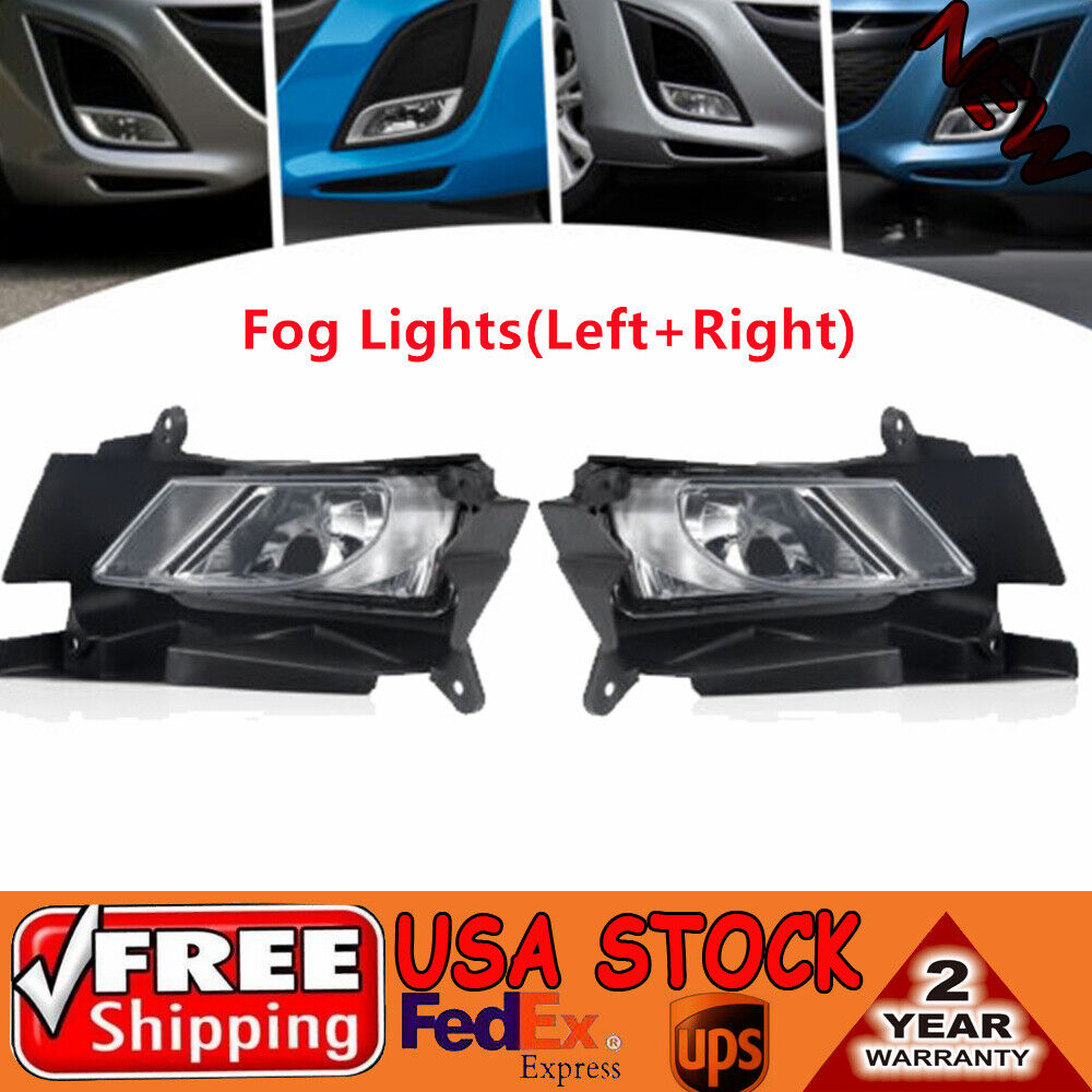 Bumper Fog Lights w/Switch Kit Left+Right Side For 2010-2011 Mazda 3 Sport