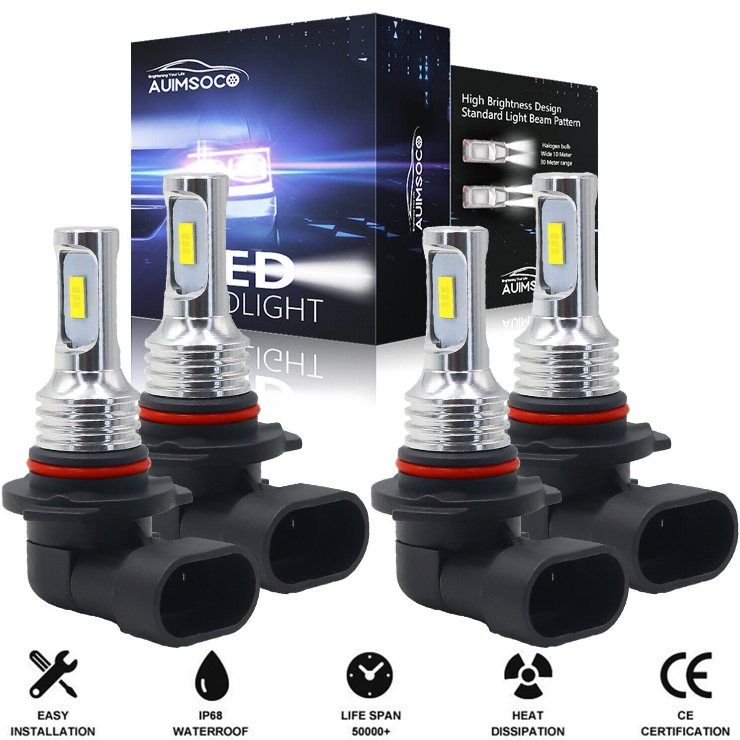 For 2008-2017 Mitsubishi Lancer Combo LED Headlight Kit High/Low 4x 6000K Bulbs