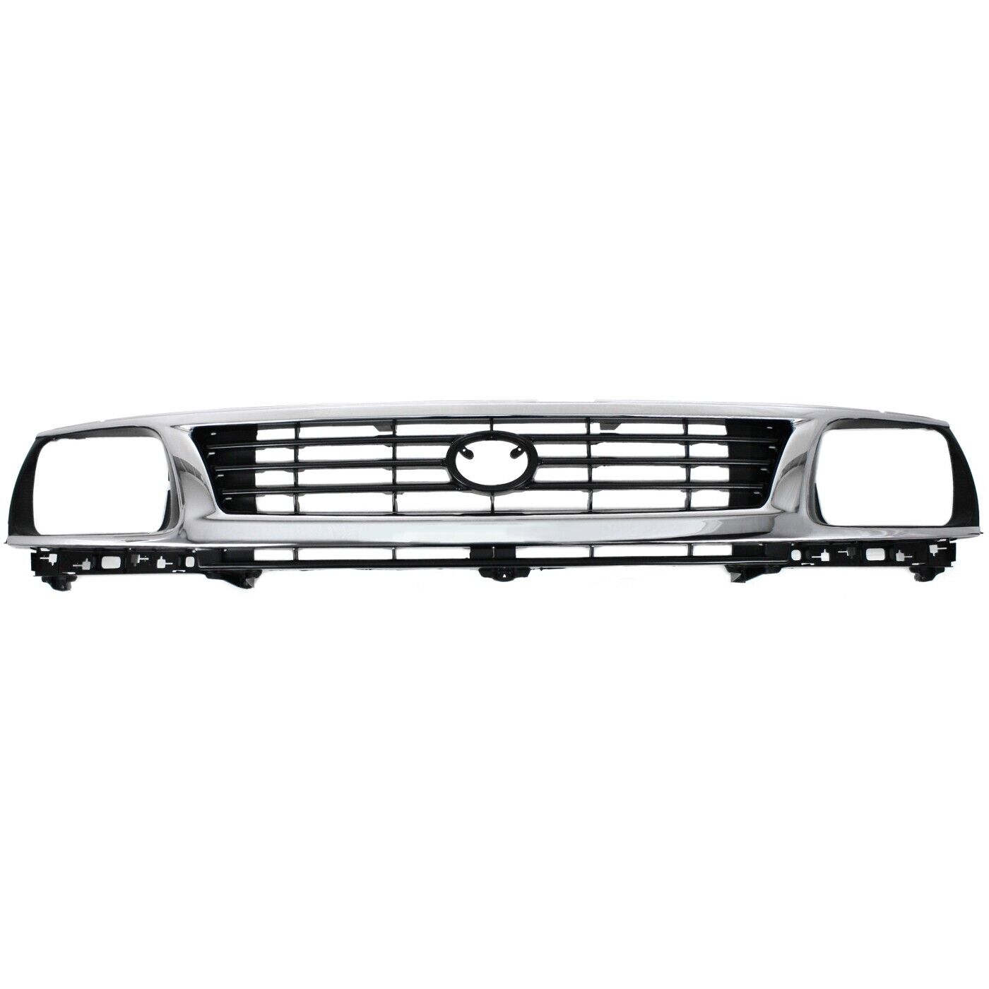 Grille For 95-96 Toyota Tacoma Chrome Shell w/ Black Insert Plastic
