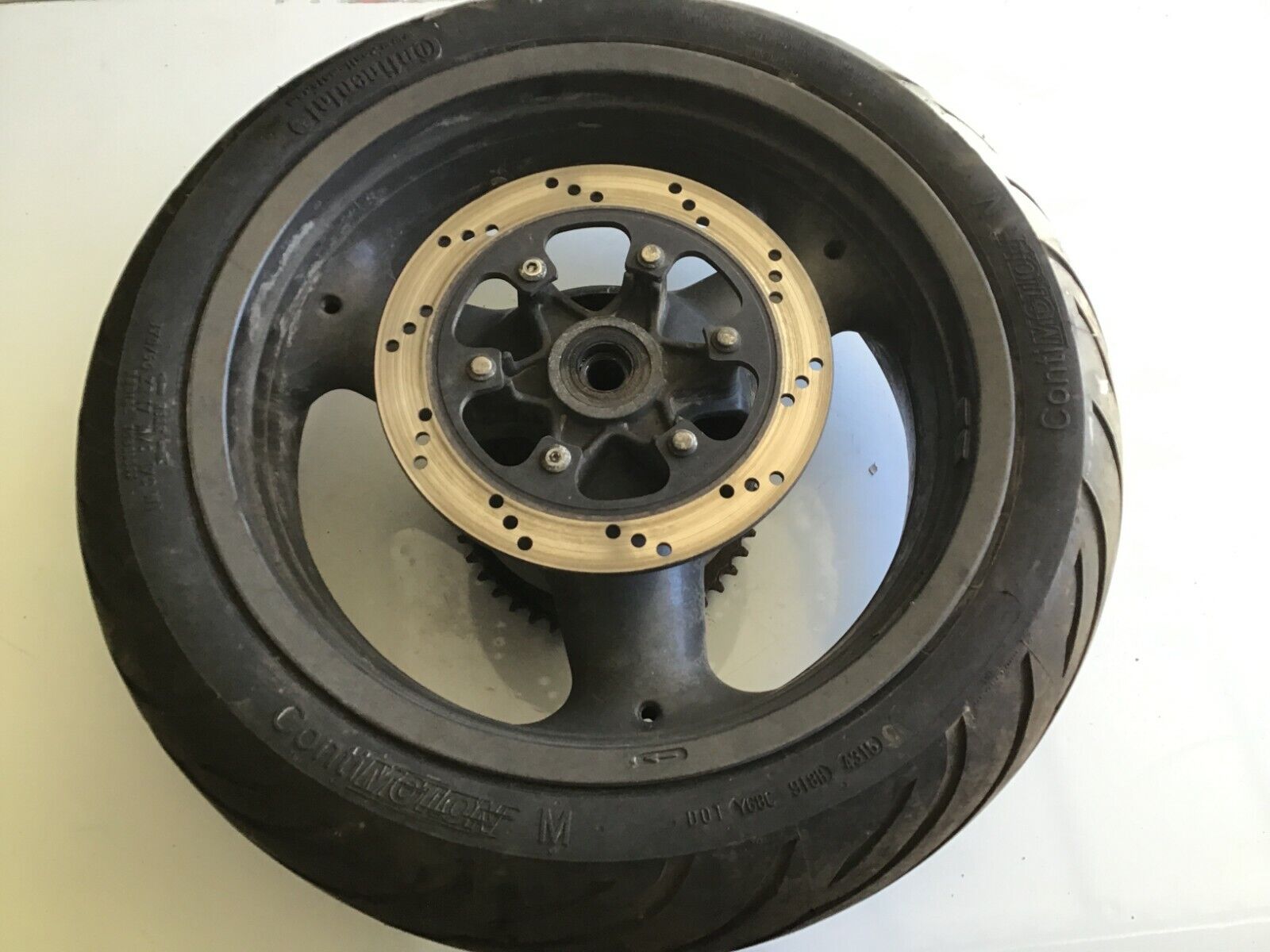 1995 Triumph Sprint 900 Rear Wheel Rim With Attached Sprocket and Brake Disc