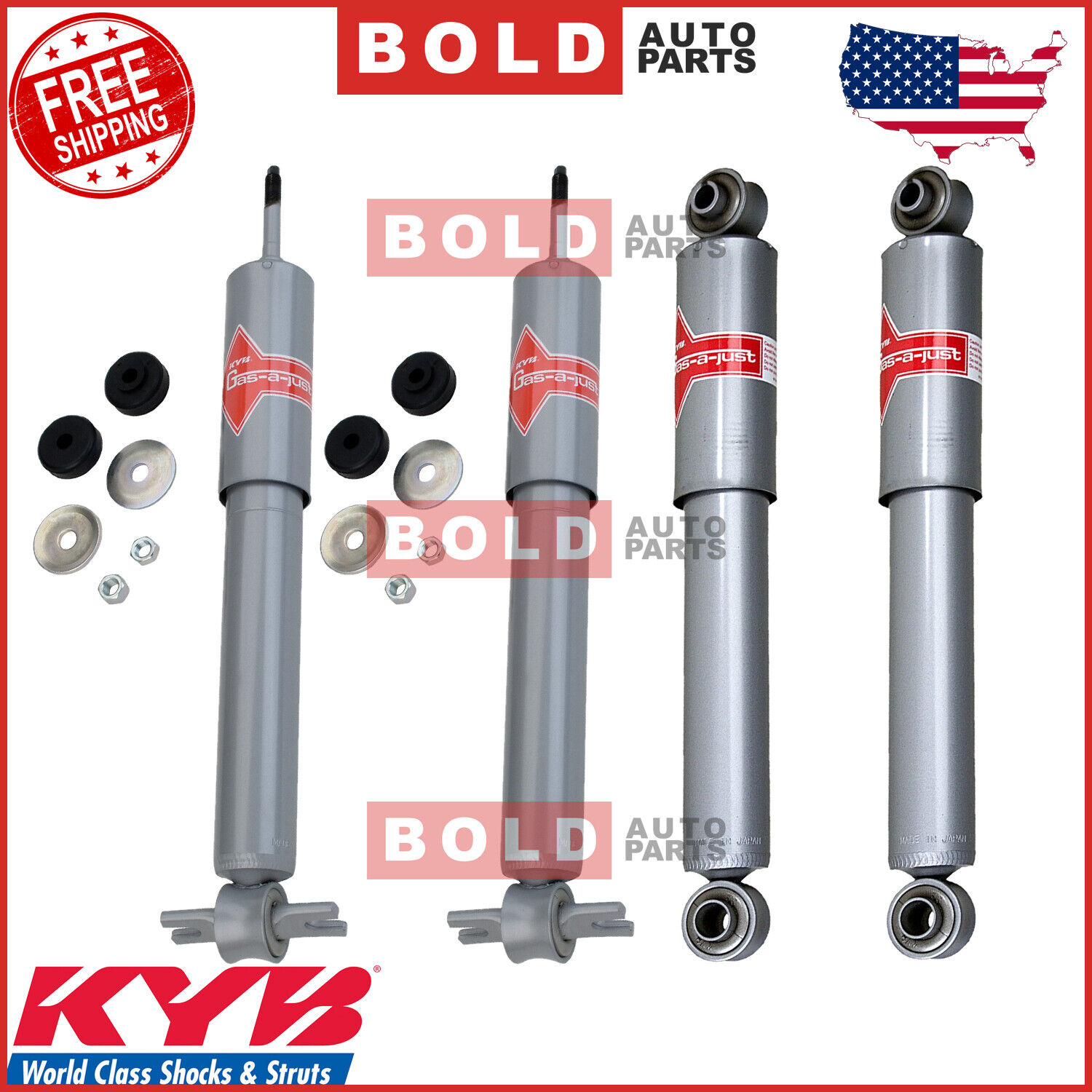 KYB Gas-A-Just Front & Rear Shock Absorbers Kit 4 PCS Set for Chevrolet Corvette