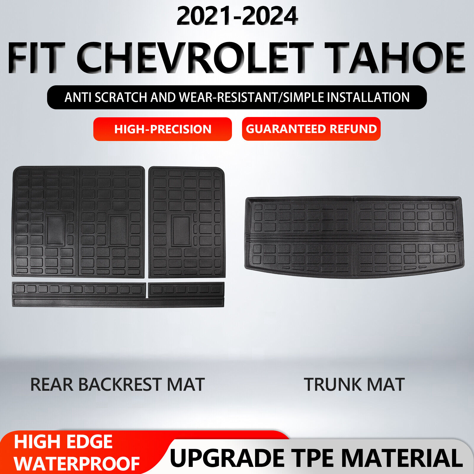 For 2021-2024 Chevy Tahoe/GMC Yukon Cargo Floor Mats Backrest Mats Trunk Liners
