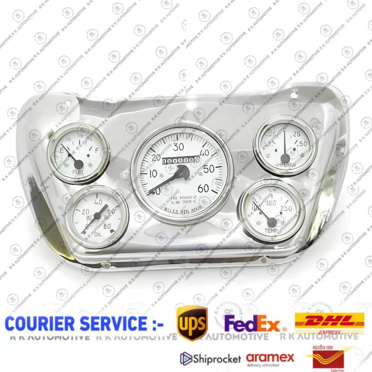 New Complete White Face Speedometer Mounting Chrome Plate Fit For Willys Jeep
