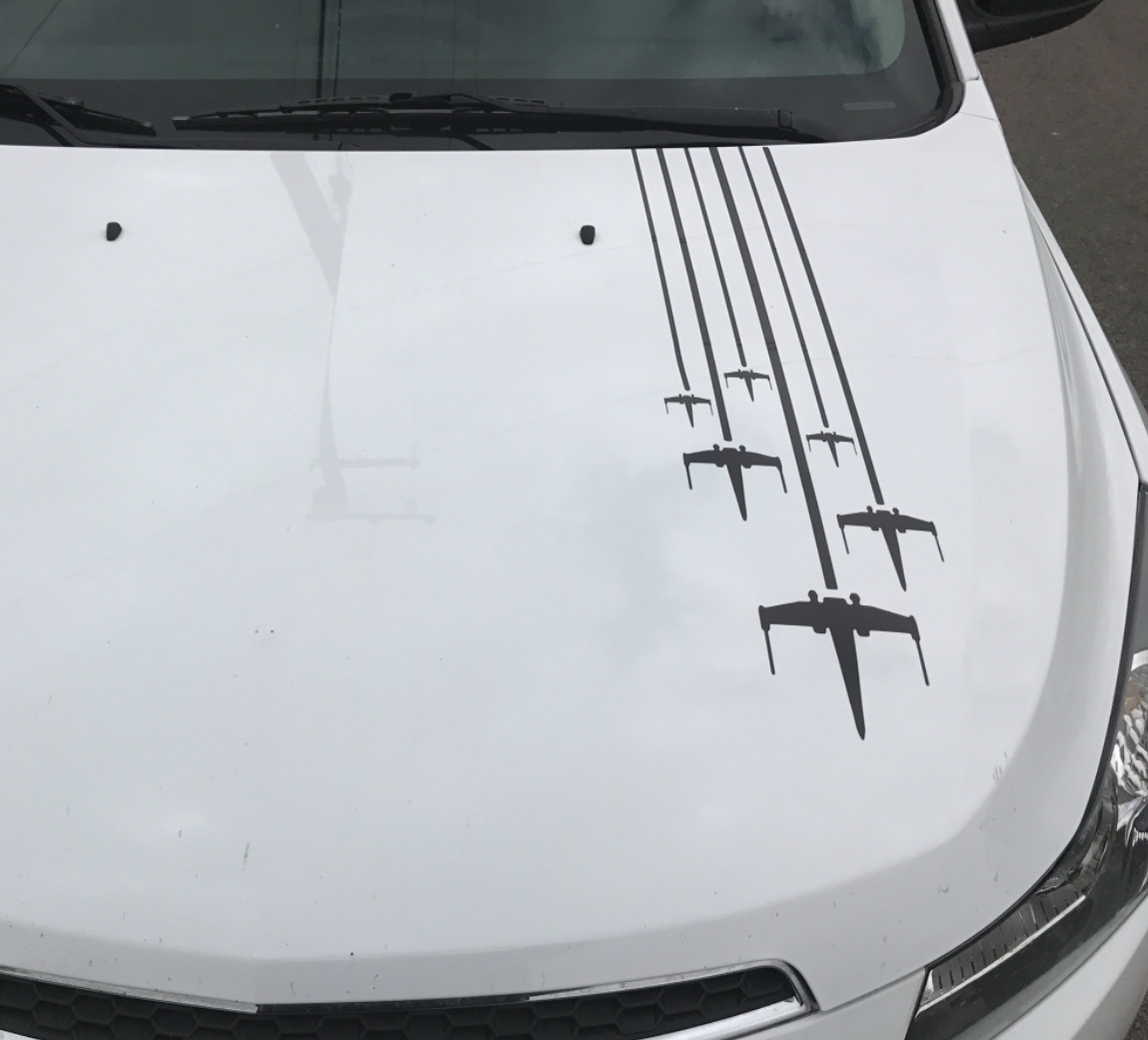 X-Wing Hood Side Stripes Car Vinyl Sticker Star Wars ROGUE SQUADRON 7 Decal