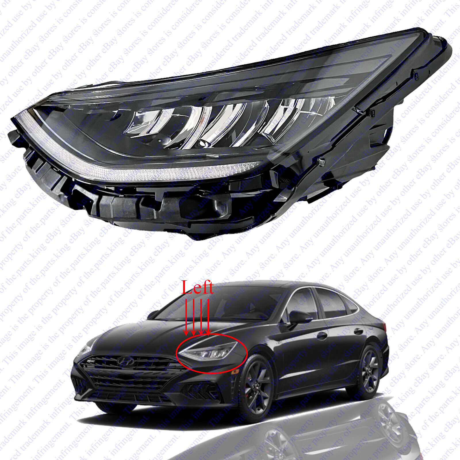For 2020 2021 2022 Hyundai Sonata LED Headlight Assembly Driver Left Side DRL