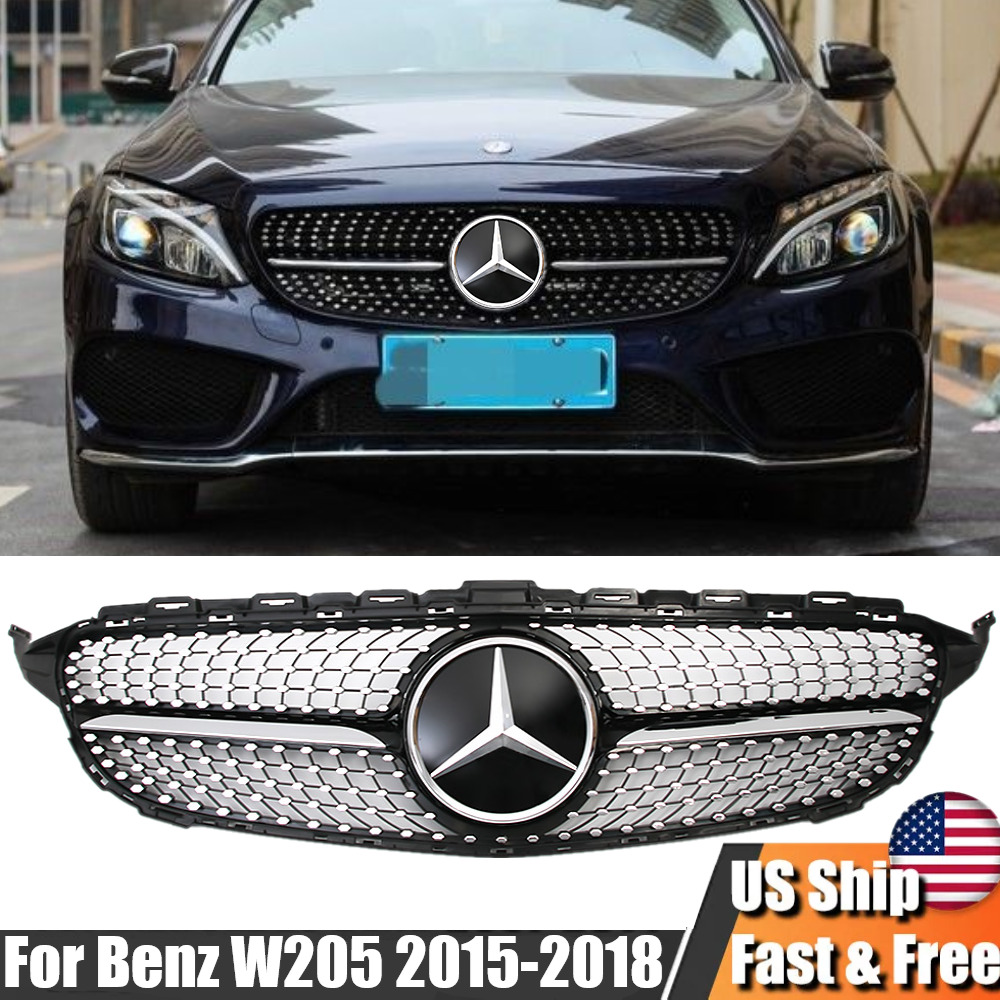 s Front Grille Grill For Mercedes Benz W205 C200 C250 C300 C350 2015-18