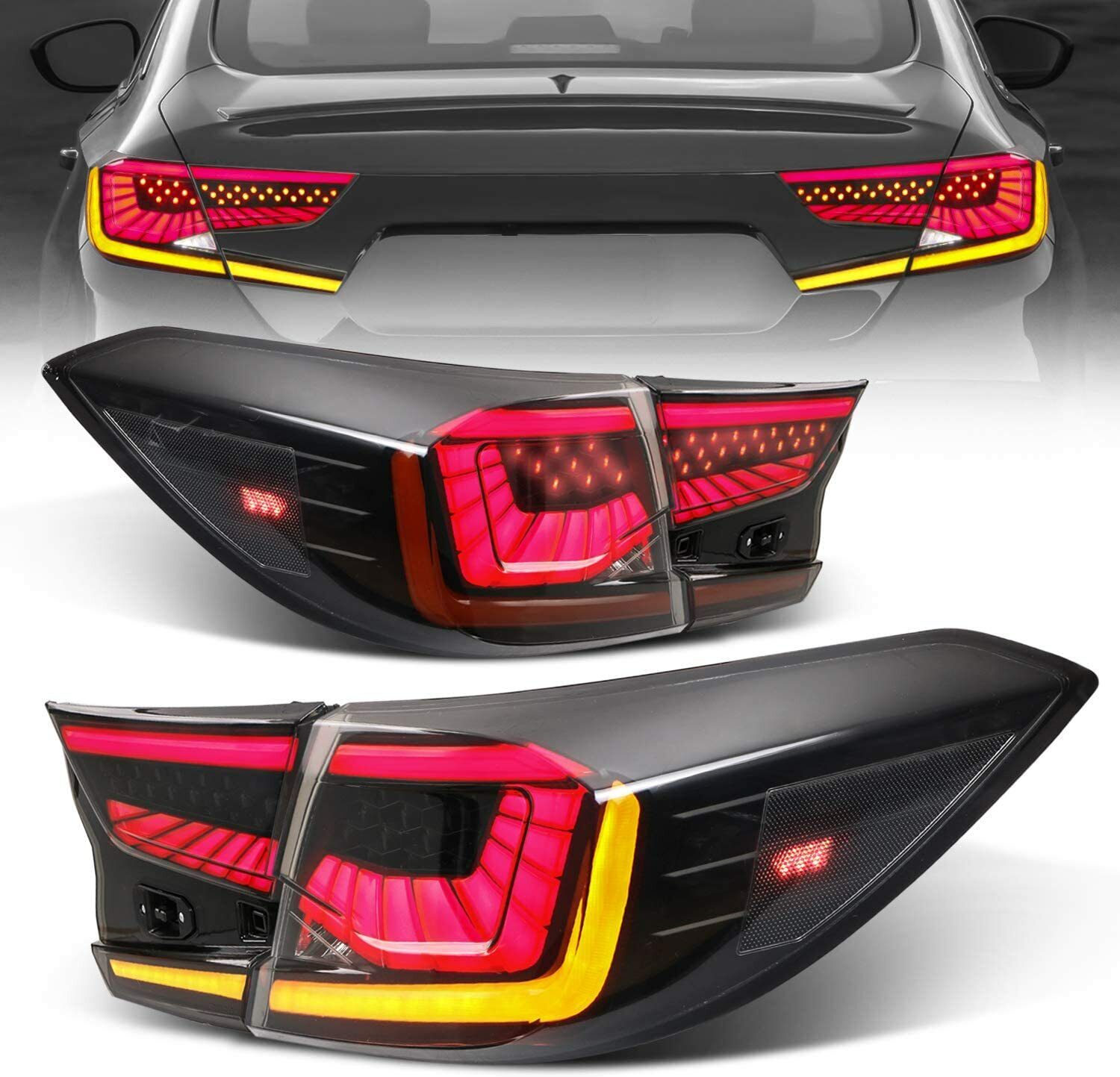 2PCS Smoke Tinted LED Tail Lights Rear Lamp Assembly For 2018-2020 Honda Accord