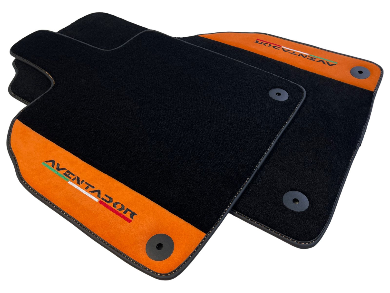 Floor Mats For Lamborghini Aventador 2012-2022 With  Orange Alcantara Leather