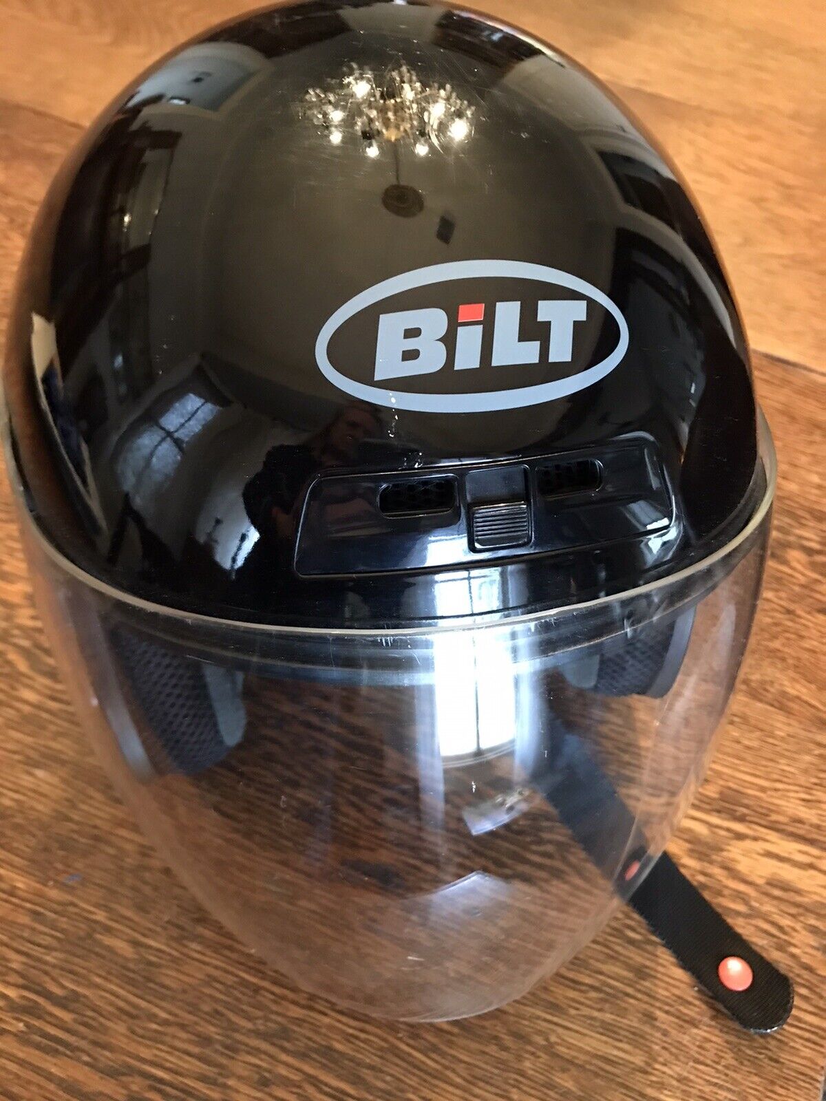 BILT Motorcycle Helmet DOT FMVSS 218 Sz L Large Roadster Glos BLACK Clear Visor