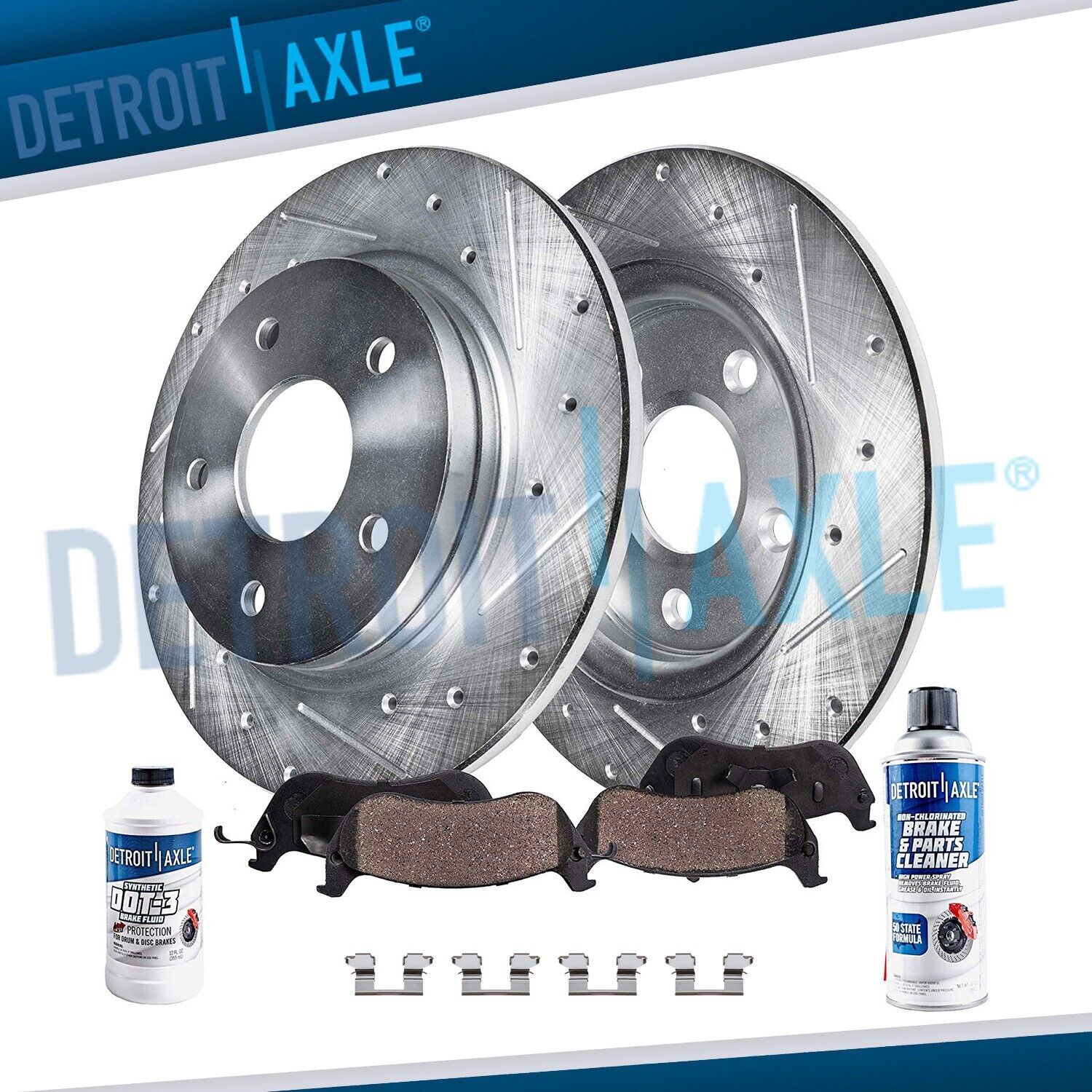 Rear Drilled Disc Rotors & Ceramic Brake Pads for Buick Allure Impala LaCrosse