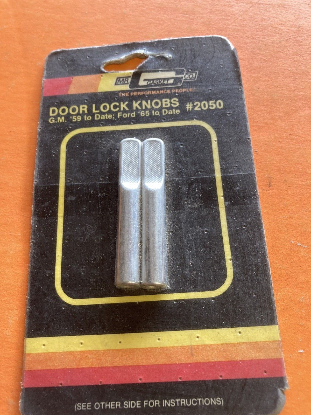 VINTAGE DOOR LOCK KNOBS MR. GASKET CHROME GM 59-84, FORD 49 TO 84,