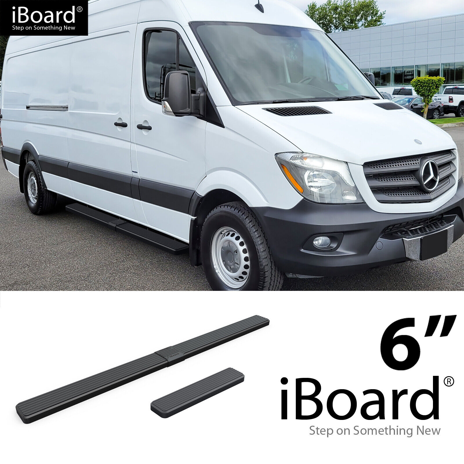 APS Stainless Steel 6in Side Step Fit 10-24 Dodge Mercedes-Benz Sprinter