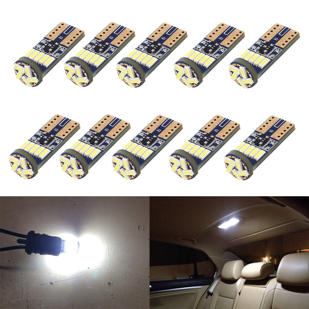 10 x White LED T10 194 168 W5W Interior Map Dome Trunk License Plate Light Bulbs