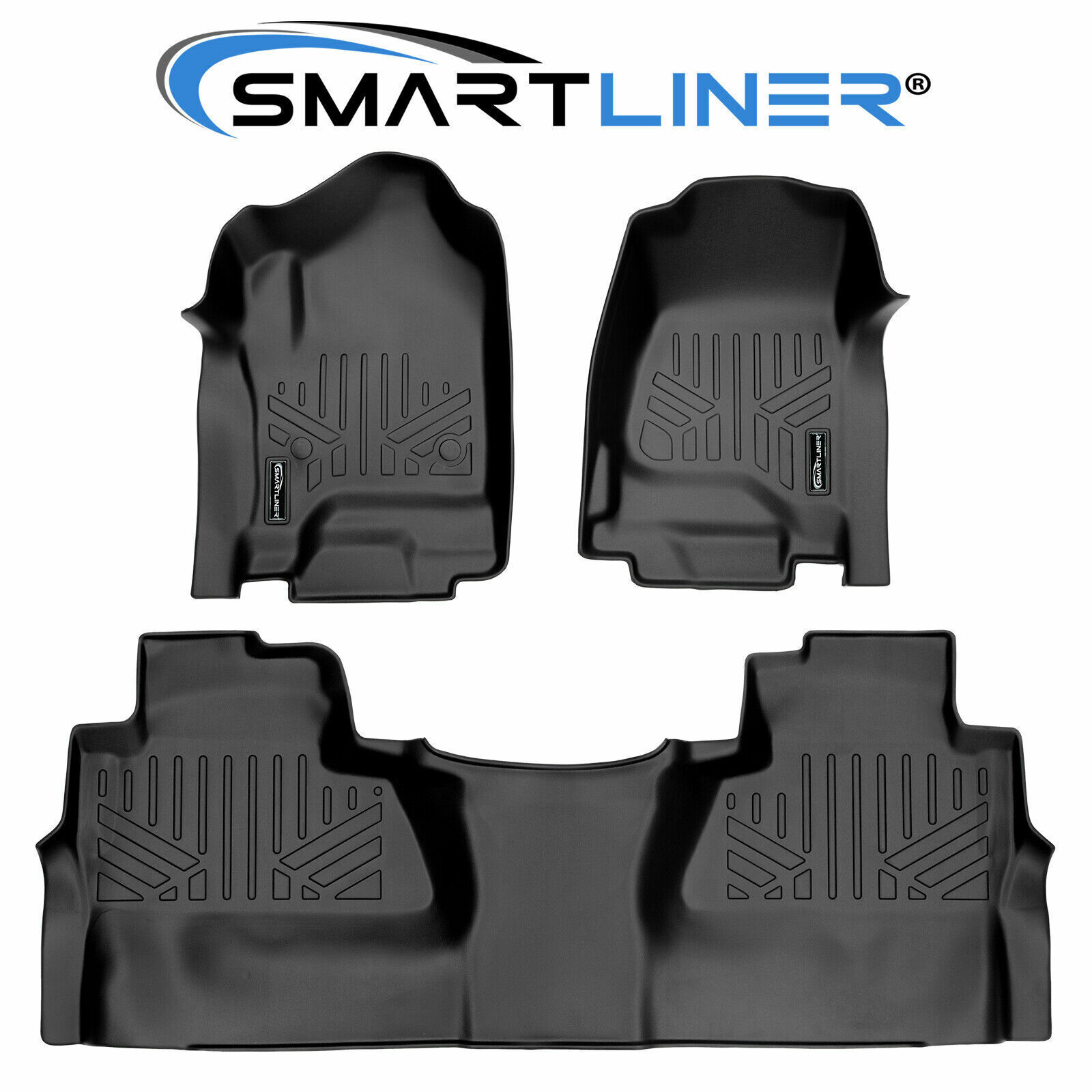 SMARTLINER Custom Fit Floor Mats 2 Row Liner for 2014-2018 Silverado/Sierra 1500