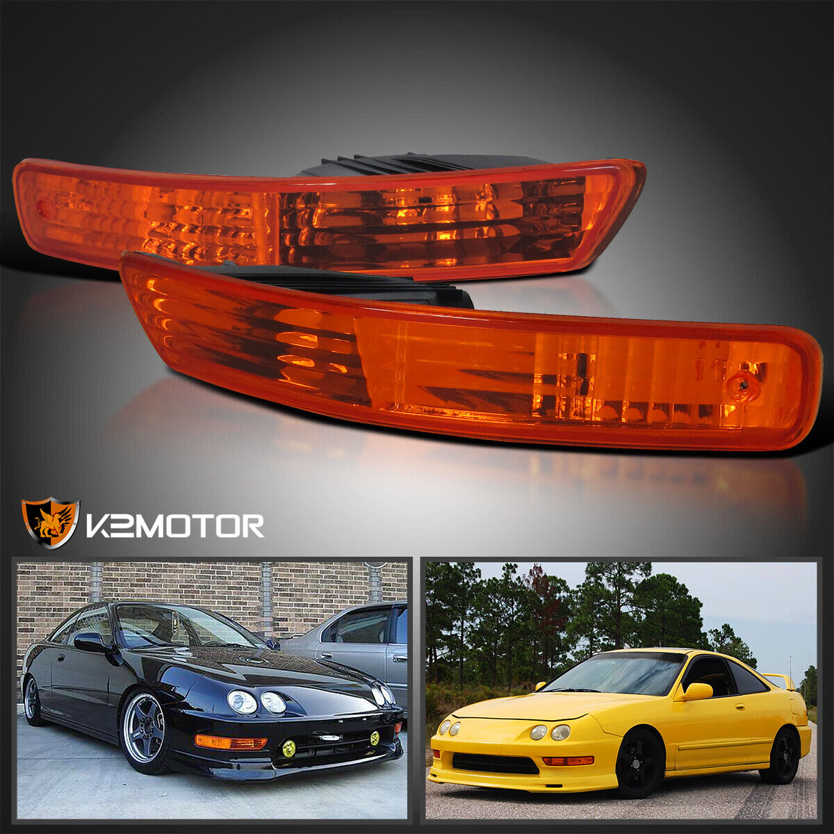 Fits 1998-2001 Acura Integra Amber Bumper Lights Parking Signal Lamps Left+Right