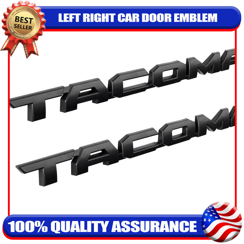 2Pcs 3D Rear/Left Right Door Side Badge Set For TACOMA 2016-2024 Emblem Black