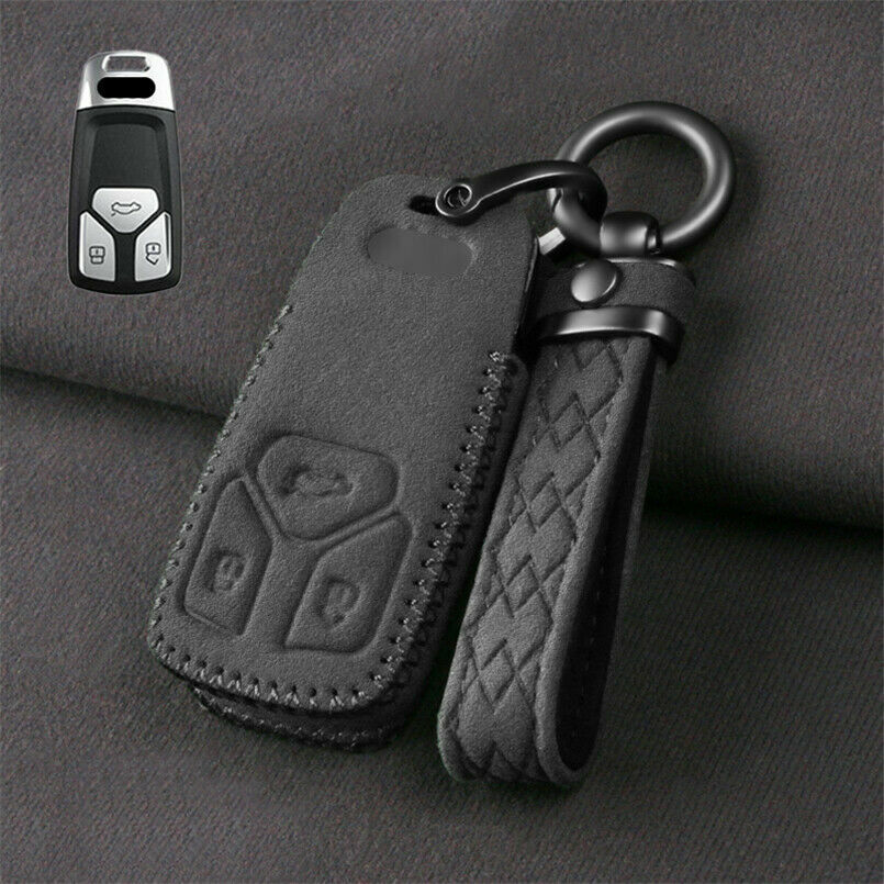 For Audi TTS A6 A3 A5 Q7 Q5 S5 S7 Suede Leather Car Remote Key Case Cover Fob