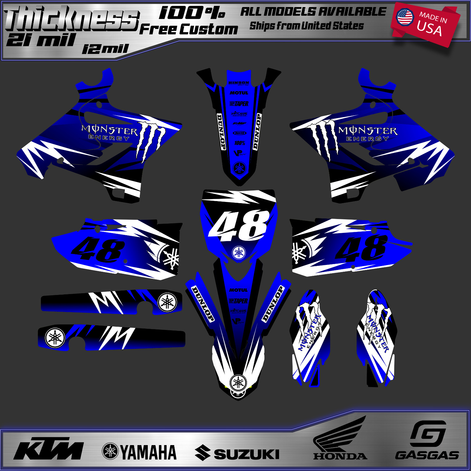 Fits Yamaha YZ 125 250 MX Motocross 2015 2016 2017 2018 2019 2021 graphic kit