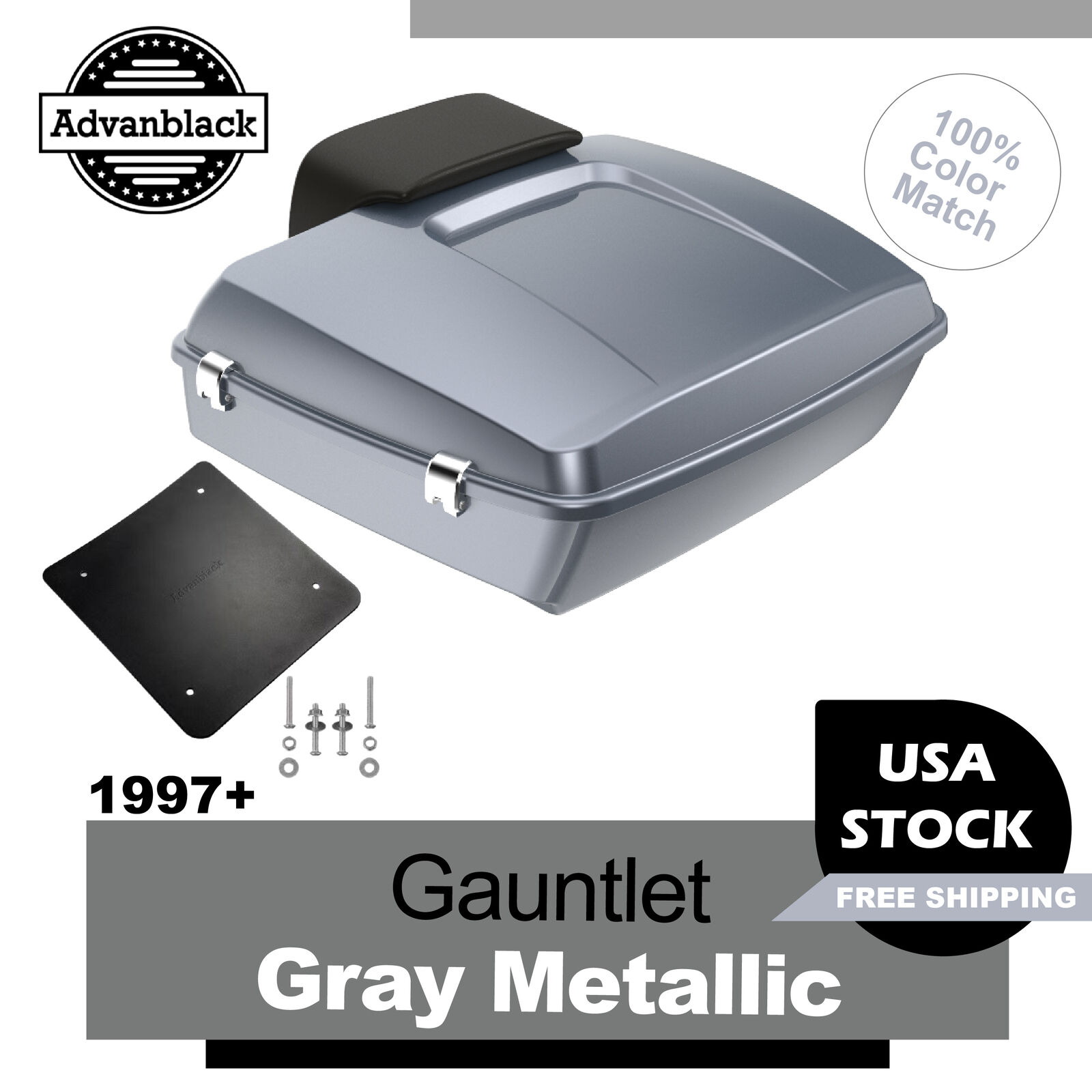 Gauntlet Gray Metallic Rushmore Chopped Tour Pak Pack For Harley /Softail 97+