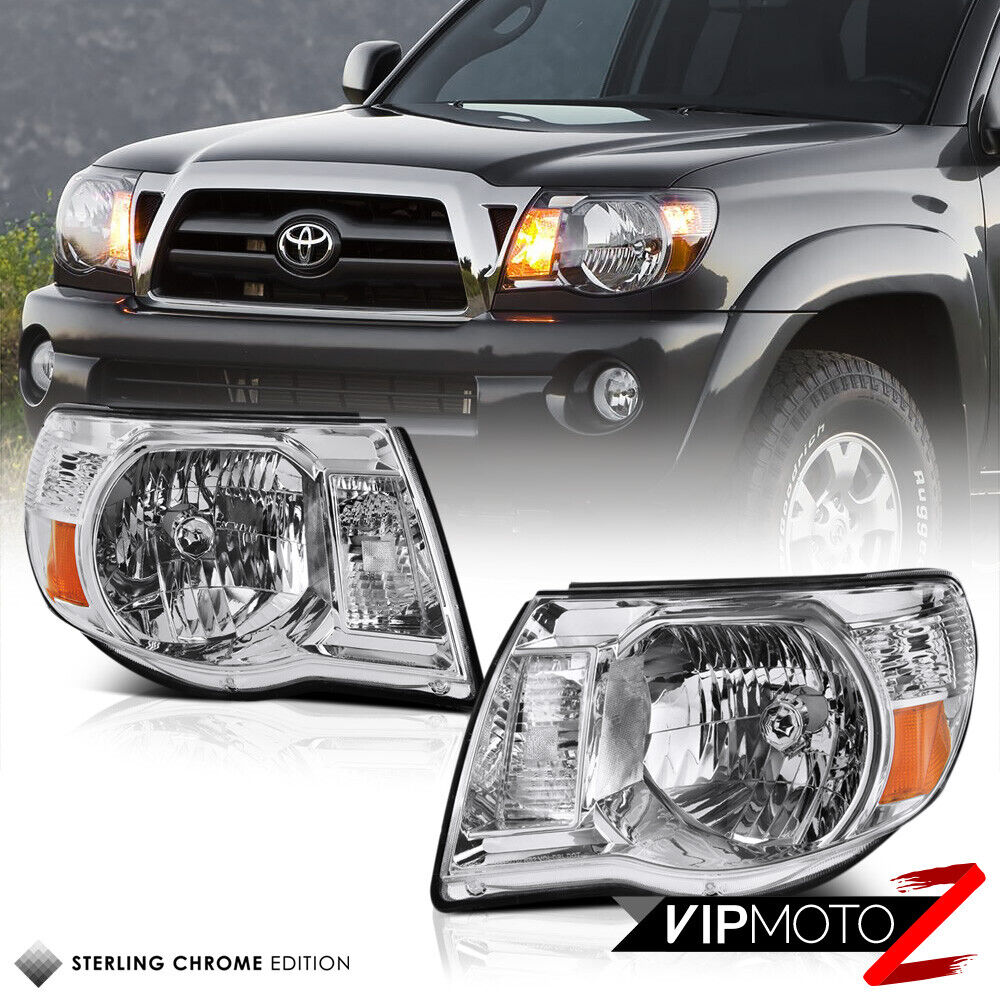 For 05-11 Toyota Tacoma FACTORY STYLE Crystal Clear Chrome Headlight Left+Right