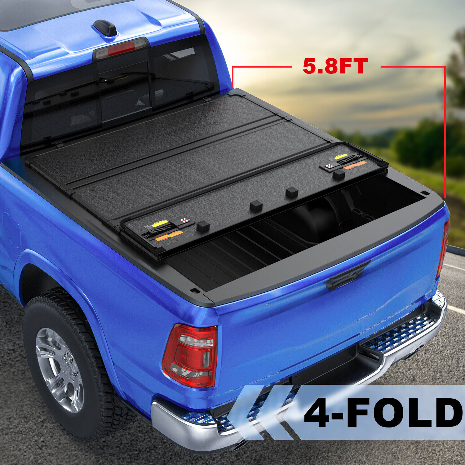 4 Fold 5.8 Feet Bed Tonneau Cover For 2019-2024 Chevrolet Silverado GMC Sierra