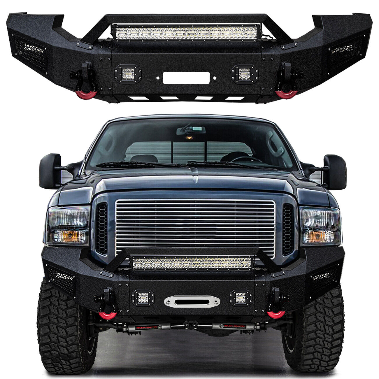 Vijay For 2005-2007 Ford F250 F350 Steel Front or Rear Bumper with Lights