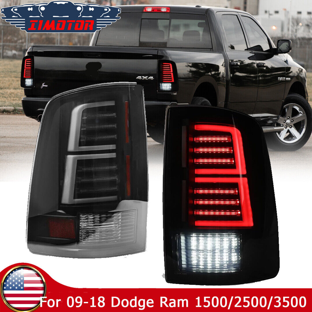 LED Tail Lights Fits 2009-2018 Dodge Ram 1500/2500/3500 Sequential Signal Lamps