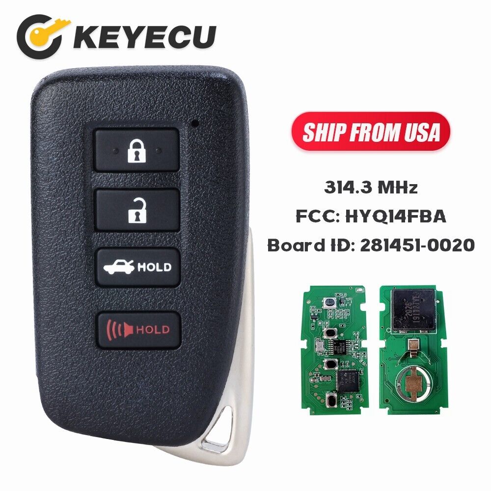 Remote Fob for 2013-2020 Lexus GS350 GS450H ES350 Smart Key HYQ14FBA 281451-0020