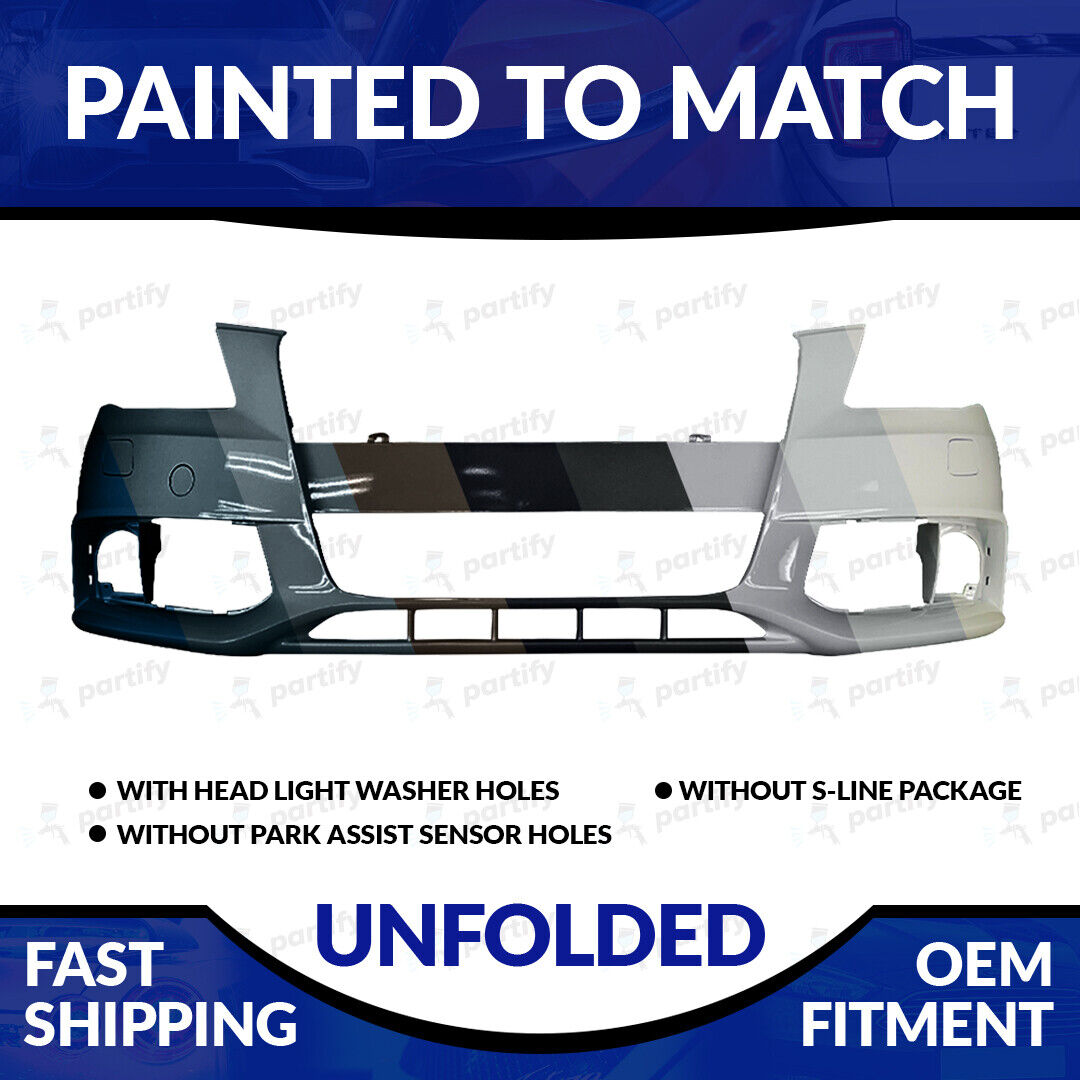 NEW Painted 2009-2012 Audi A4 Non S-Line Front Bumper W/ Head Lamp Washer Holes
