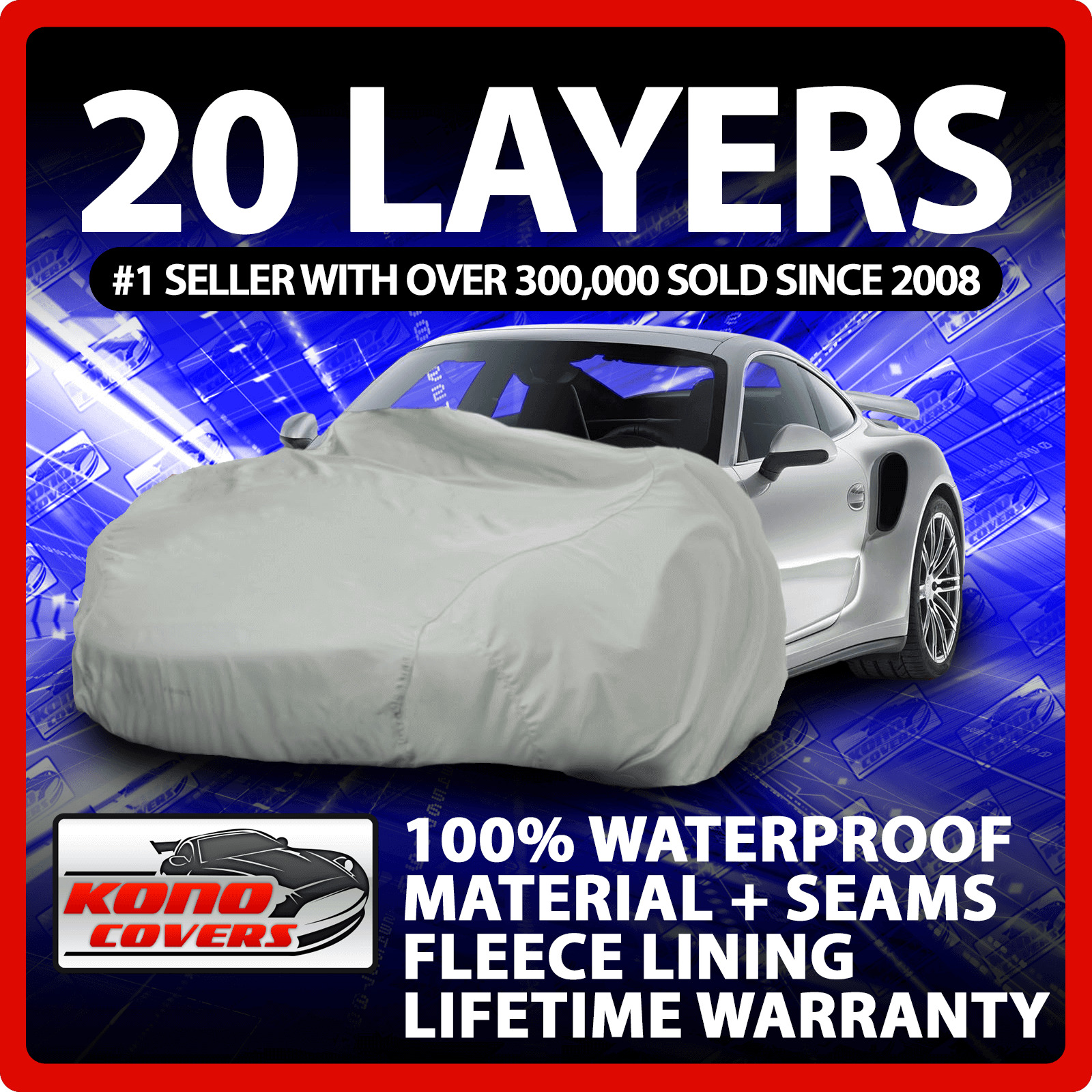 20 Layer Car Cover Fleece Lining Waterproof Soft Breathable Indoor Outdoor 17313