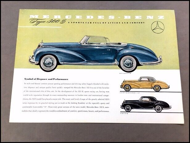 1955 Mercedes Benz 300S Roadster convertible 1-page Car Sales Brochure Sheet