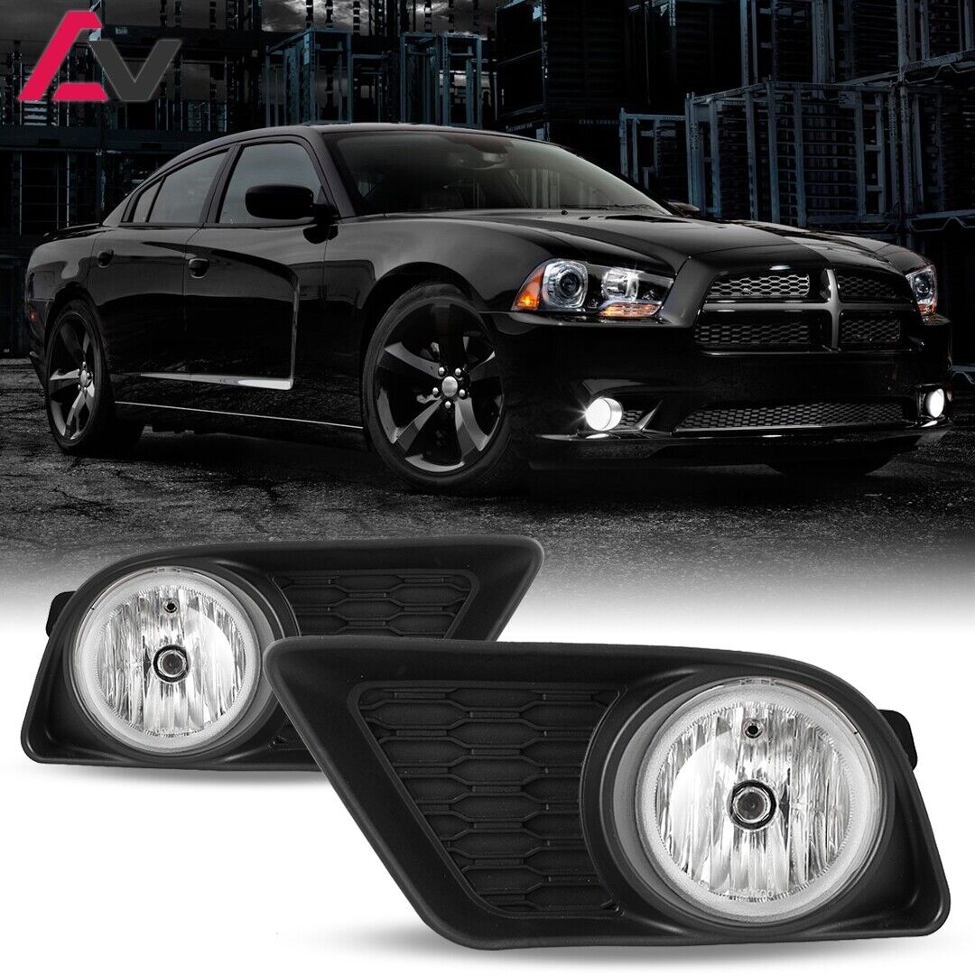 2011-2014 For Dodge Charger Clear Lens Pair Fog Lights Lamps+Wiring+Switch Kit