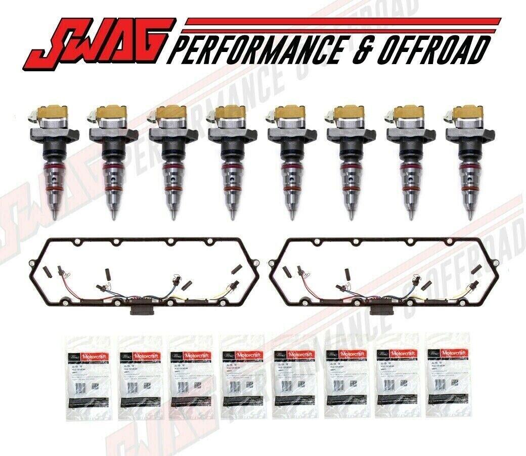 99-03 Ford Powerstroke 7.3L Injectors, Valve Cover Gaskets & OEM Glow Plugs 
