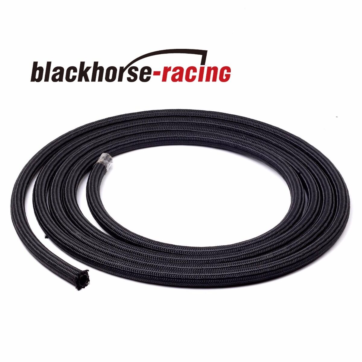 20 Feet AN8 Nylon And Stainless Steel Braided Fuel Oil Gas Line Hose Black