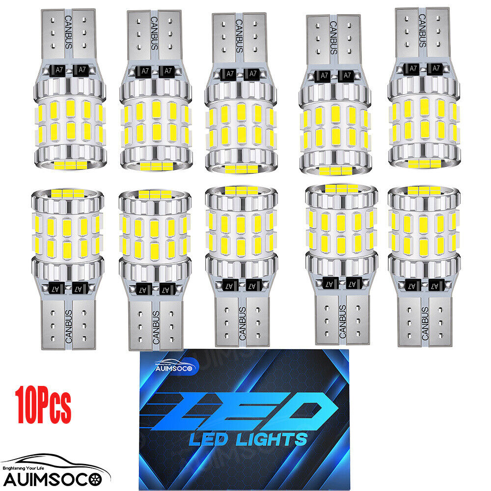 10pcs T10 194 Led Car Side Light luz de freno Bombilla Blanco 6000K luz de freno