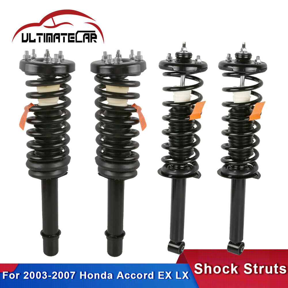 Set 4 Front+Rear Complete Shock Struts w/Coil For 2003-2007 Honda Accord EX LX
