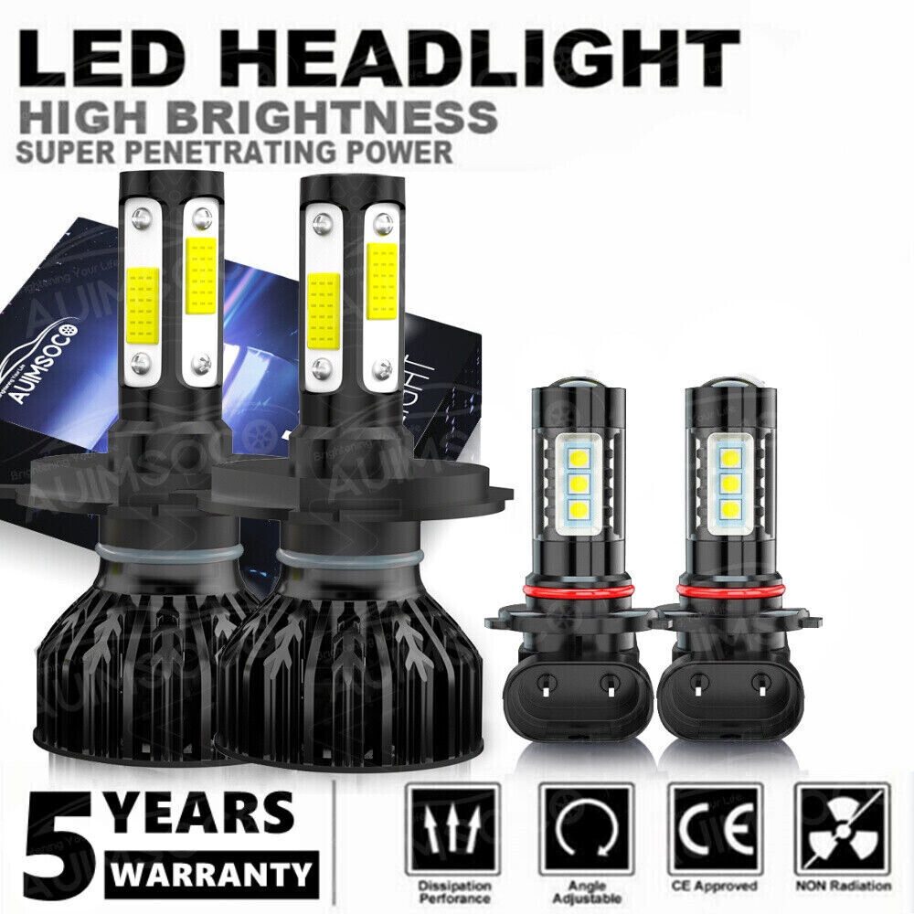 4-Sides 6000K LED Headlight High Low Beam Fog Bulbs For Toyota Sequoia 2001-2007